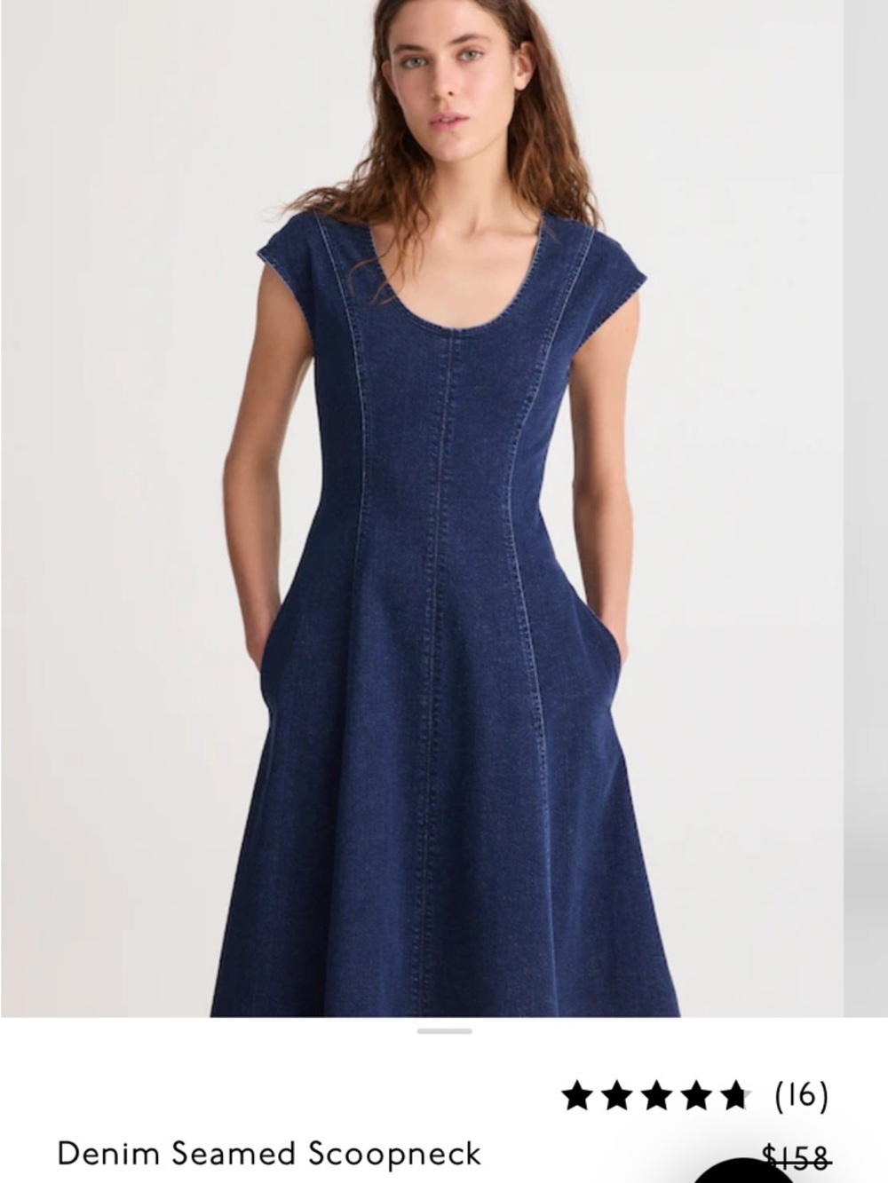 Madewell Dark Blue Scoopneck Denim Midi Dress